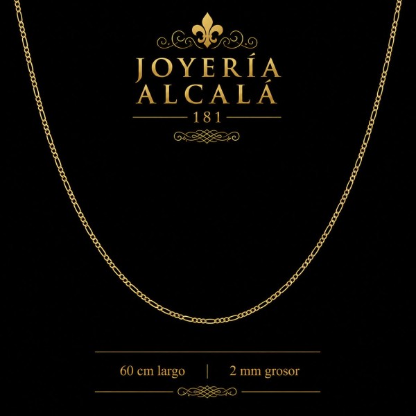 Cadena figaro fina de oro 18k 50 cm
